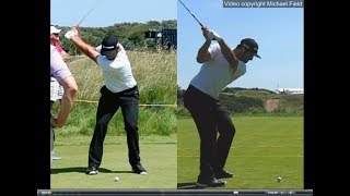 Jon Rahm golf swing  Long Iron faceon amp downtheline July 2017 [upl. by Kcirtapnhoj]