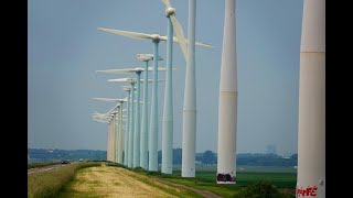 Wind farm EemmeerdijkZeewolde 17x NedWind NW55 and wind farm Princes Alexia 36 x Repower 34M104 [upl. by Akihsal864]