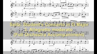 Full Orchestra Accompaniment Seitz Student Concerto No2 in G Major Op13 III Allegretto moderato [upl. by Lustick]