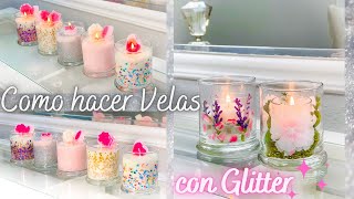 Como hacer Velas de soya con Glitter o Brillantina  Glitter Candles DIY  Manualidades [upl. by De Witt]