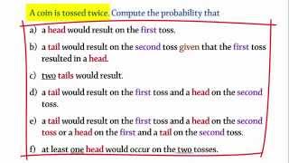 Probability Tossing 2 Coins HeadTail [upl. by Gavriella]