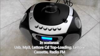 Stereo registratore radio portatile Usb Mp3 Lettore Cd Lettore Cassette Radio FM KrissKross Auna [upl. by Manvell314]