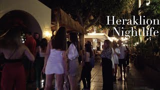 Heraklion Nightlife Saturday Night Walk  Crete  Greece 4K HDR [upl. by Dnomsed]