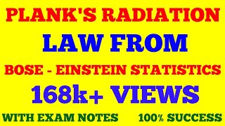 PLANKS RADIATION LAW FROM BOSE EINSTEIN STATISTICS  PLANKS LAW FOR BLACK BODY RADIATIONS  NOTES [upl. by Drape]