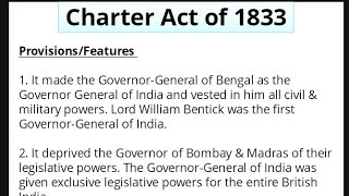 Charter Act of 1833 [upl. by Suoinuj]