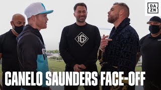 Canelo amp Billy Joe Saunders Have HEATED First FaceToFace [upl. by Vogel904]