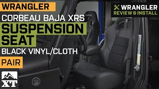 Jeep Wrangler Corbeau Baja XRS Suspension Seat  Black VinylCloth Review amp Install [upl. by Rorrys762]