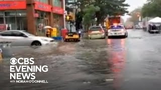 Recordbreaking rainfall causes flooding in New York City [upl. by Gide]