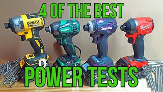 DeWalt VS HiKOKI VS Makita VS Milwaukee  4 Top Impact Drivers POWER TESTS [upl. by Atinniuq496]