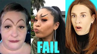 Hilarious Eyebrow Fails You Cant Unsee   REACTION [upl. by Hudgens]