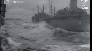 USS Midway in rough seas 1952 [upl. by Aiclef]