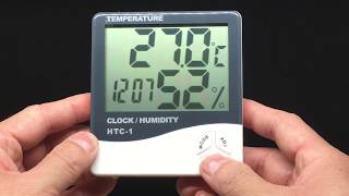 HTC1 LCD Digital Thermometer Hygrometer  Temperature Clock Humidity [upl. by Ellegna]