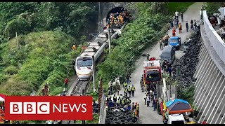 Dozens dead and hundreds trapped in Taiwan train disaster  BBC News [upl. by Nnalyrehs342]