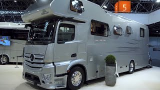 Made in Germany Mercedes Actros Alkoven 2021 Motorhome Class B RV Walkaround with rear living room [upl. by Lleval]