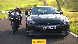 Car vs Bike Nissan GTR vs Ducati by autocarcouk  part two [upl. by Anayia711]