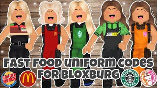 Fast FoodRestaurant Outfit Codes For Bloxburg  RobloxSiimplyDiiana [upl. by Tad]