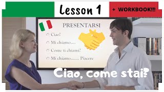 Learn Italian in 30 Days  1  Italian Greetings EngIta Subs  WORKBOOK [upl. by Bridges]