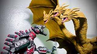 Mecha Godzilla vs king ghidorah vs warbat vs skullcrawler epic battle [upl. by Jalbert]