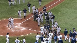 Benches clear after Yanks retaliate after HBP [upl. by Naharba11]