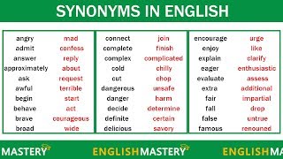 Learn 150 Common Synonyms Words in English to Improve your Vocabulary [upl. by Ecilef]