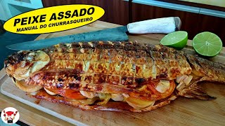 Como Assar Peixe Inteiro Recheado na Churrasqueira Perfeito [upl. by Nylyrehc574]