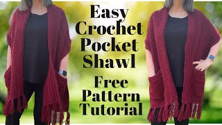 Easy Pocket Shawl Crochet Tutorial [upl. by Whitby]