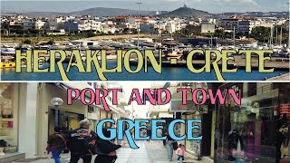 4K Heraklion Crete Port and Walking in Town  Greece [upl. by Trebuh]