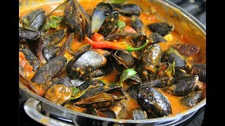 Mussels in a Spicy White Wine Tomato Sauce  CaribbeanPotcom [upl. by Guidotti]