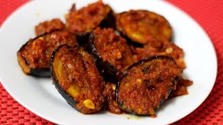 Eggplant with Spicy Tomato Dry  Spicy Masala Baingan Baingan Masala Recipe  Brinjal Recipe [upl. by Cela]