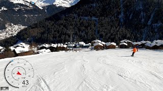 5K Skiing Grimentz Lona Supérieur Black run Val dAnniviers Switzerland GoPro HERO9 5k GPS [upl. by Casar]