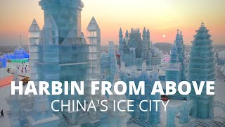 Chinas Ice City from Above  Aerial Drone View of Harbin Winter Festival [upl. by Ordep]