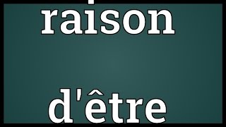 Raison dêtre Meaning [upl. by Barsky989]