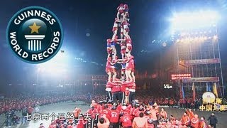 Tallest Human tower Failed Attempt  Video of the Week 11th April  Guinness World Records [upl. by Gold]