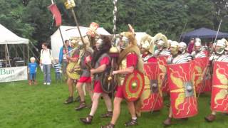 Roman Reenactment at the Amphitheatre in Caerleon Marching In [upl. by Airdnaid]