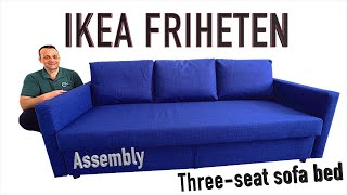 IKEA FRIHETEN Three seat sofa bed Assembly instructions [upl. by Analise]