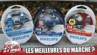 Test  Les 3 Meilleures Ampoules Philips  RacingVision WhiteVision Ultra XtremeVision Gforce [upl. by Gwenette]