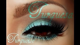 auroramakeup Turquesa Maquillaje Economico  Turquoise Eye makeup tutorial [upl. by Flossy527]