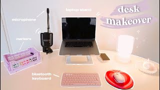 Homeoffice Makeover  Schreibtisch aufräumen und organisieren minimalistisches aesthetic Setup ✨ [upl. by Kevon]