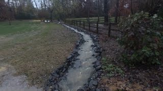 Installing a riprap channel  culvert [upl. by Wilkens]