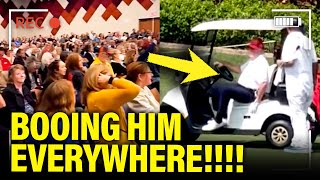 Trump RUNS TO GOLF and GETS BOOED EVERYWHERE [upl. by Ennyl]