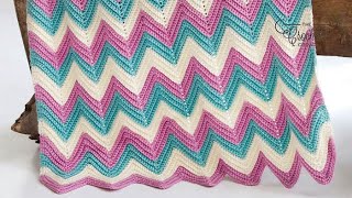 Easy Crochet Baby Zig Zag Blanket [upl. by Nnyleuqaj]