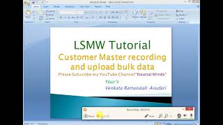 SAP LSMW Recording and upload bulk Customer data [upl. by Lyrrad117]