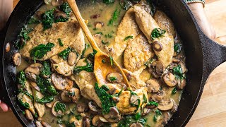 Creamy Garlic Mushroom Chicken  One Pan Recipe [upl. by Nylesor]