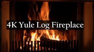 4K Yule Log Fireplace with Crackling Fire Sounds [upl. by Arreik]