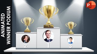 Animated Winner Podium PowerPoint Template with Trophies and Spotlight [upl. by Graubert]