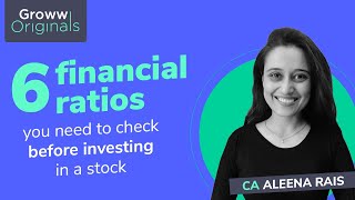 Stock Market for Beginners Must know Financial Ratios Before Investing in a Stock  CA Aleena Rais [upl. by Gilmore]